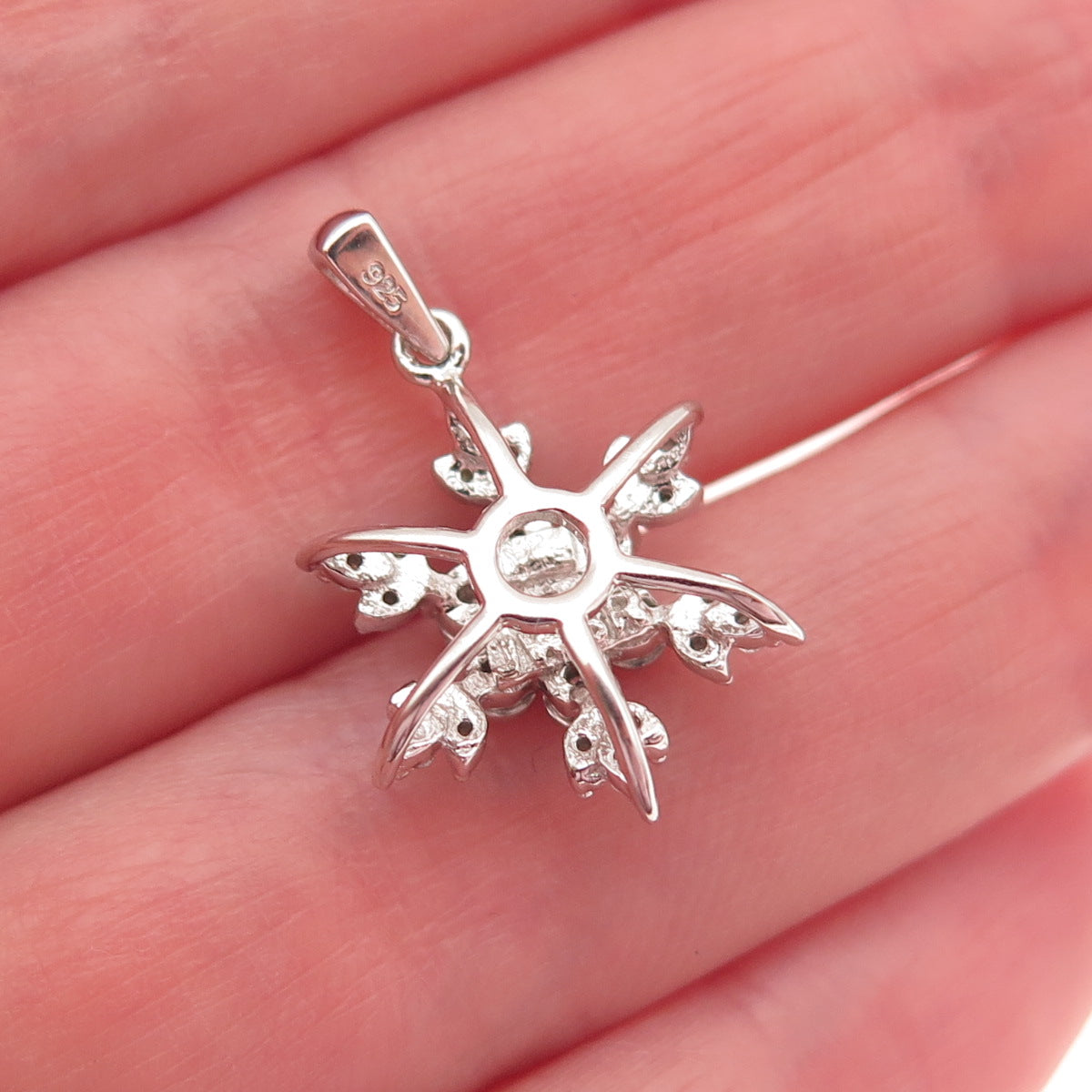 Jane Seymour 925 Sterling Real Round-Cut Diamond Snowflake Mini Charm Pendant