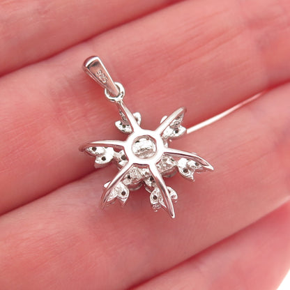 Jane Seymour 925 Sterling Real Round-Cut Diamond Snowflake Mini Charm Pendant