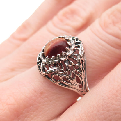 Sara Blaine 925 Sterling Silver Vintage Real Tiger Eye Oxidized Ring Size 7