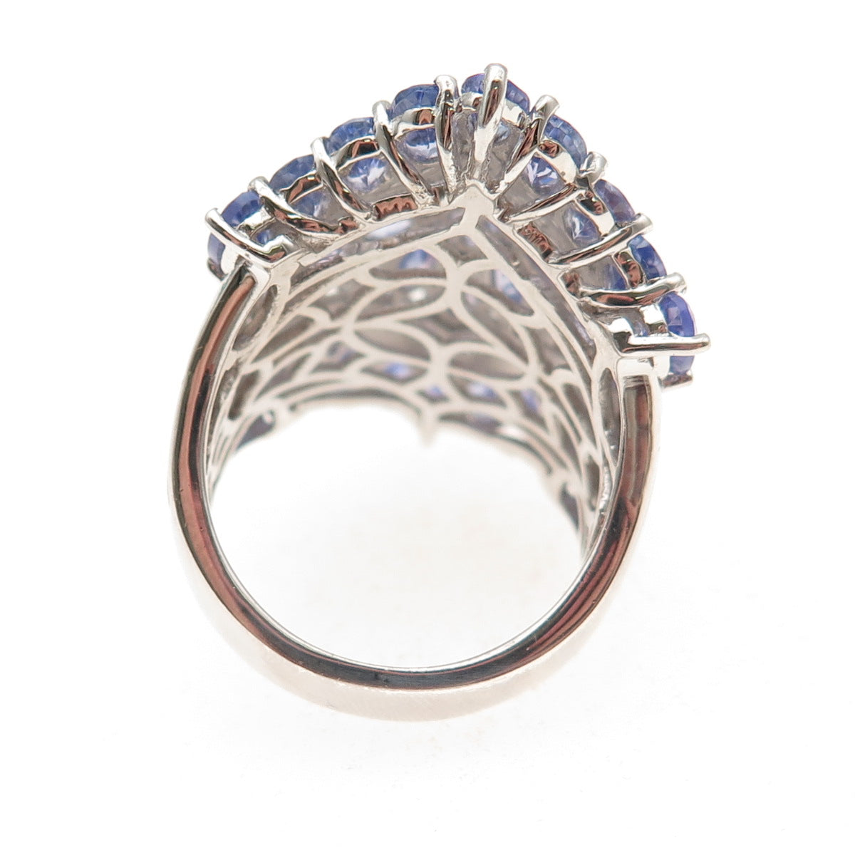 Chuck Clemency 925 Sterling Silver Real Tanzanite & White Topaz Ring Size 8.25