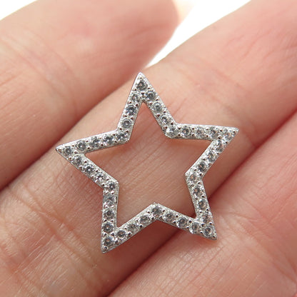 HAN 925 Sterling Silver Real White Topaz Gemstone Star Slide Pendant