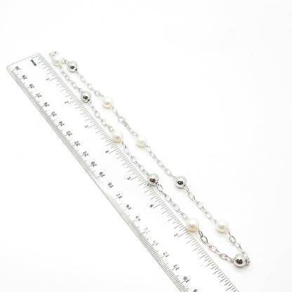 925 Sterling Silver JCM Jacmel Real Pearl By The Yard Station Chain Necklace 18"