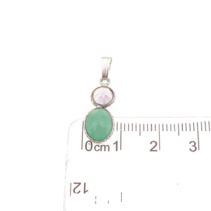 Atelier 925 Sterling Silver Vintage Real Emerald & Amethyst Charm Pendant