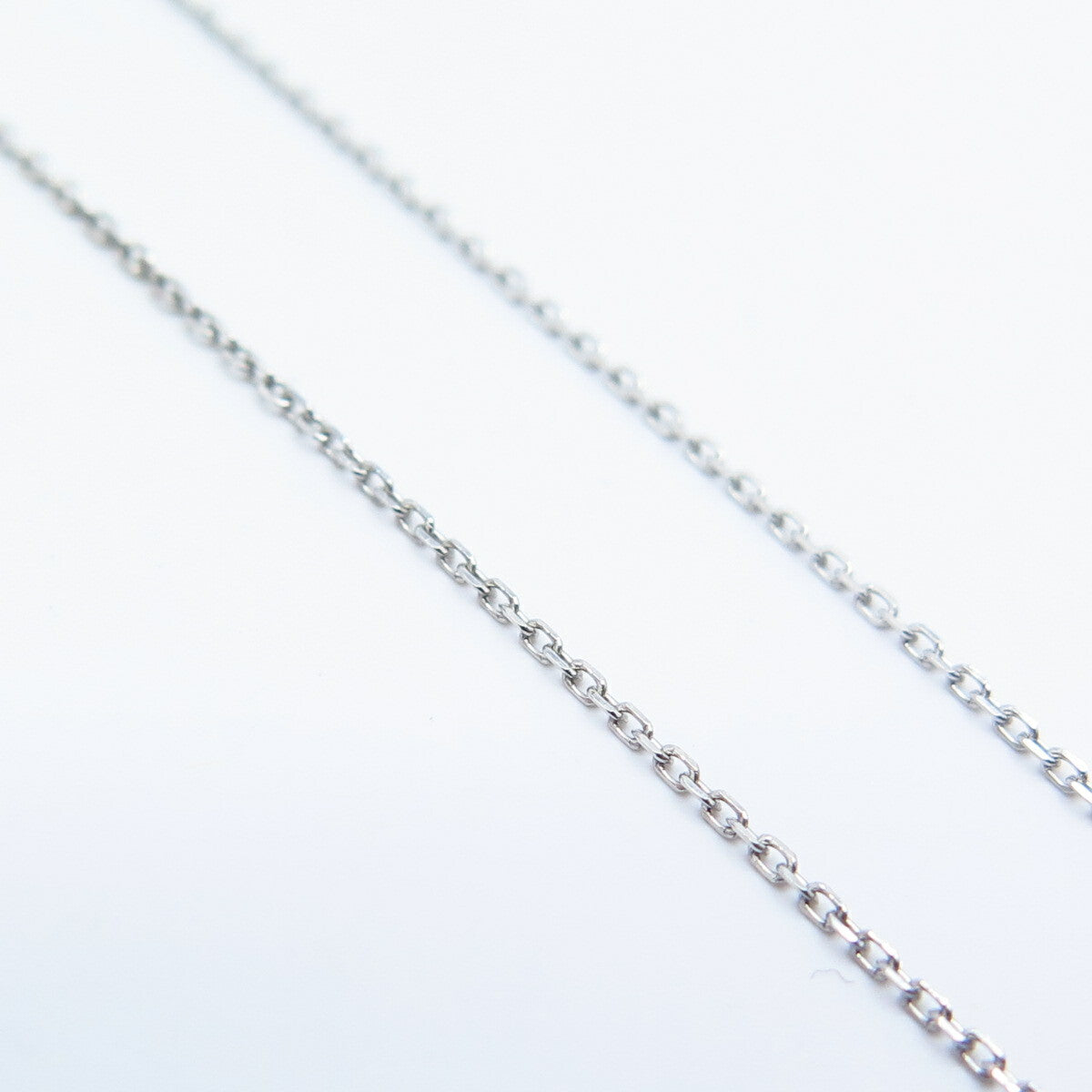 925 Sterling Silver Italy White Black Diamond Open Heart Rolo Chain Necklace 17"