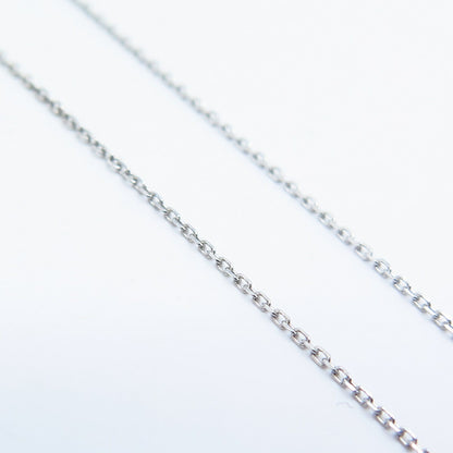925 Sterling Silver Italy White Black Diamond Open Heart Rolo Chain Necklace 17"