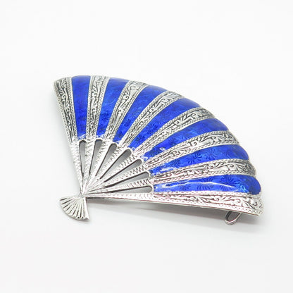 925 Sterling Silver Vintage Thainakon Enamel Fan Pin Brooch