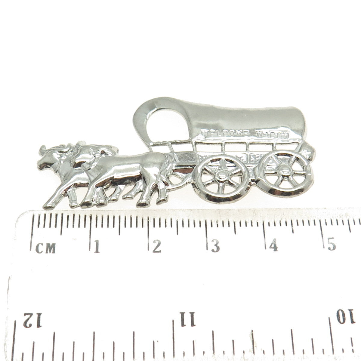 925 Sterling Silver Antique Art Deco Welcome Wagon Pin Brooch