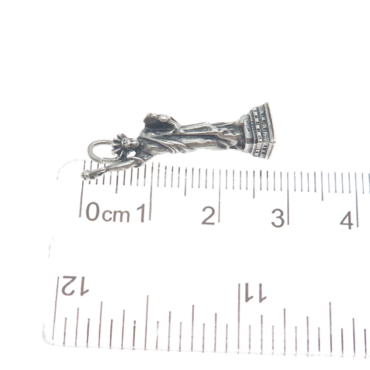 925 Sterling Silver Vintage Statue of Liberty Oxidized 3D Charm Pendant