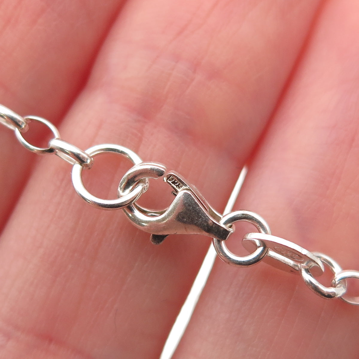 925 Sterling Silver Enamel Butterfly Dangle Charm Oval Link Bracelet 6"