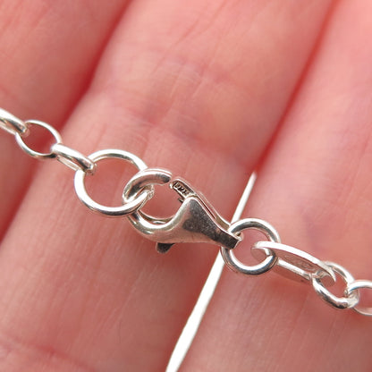 925 Sterling Silver Enamel Butterfly Dangle Charm Oval Link Bracelet 6"