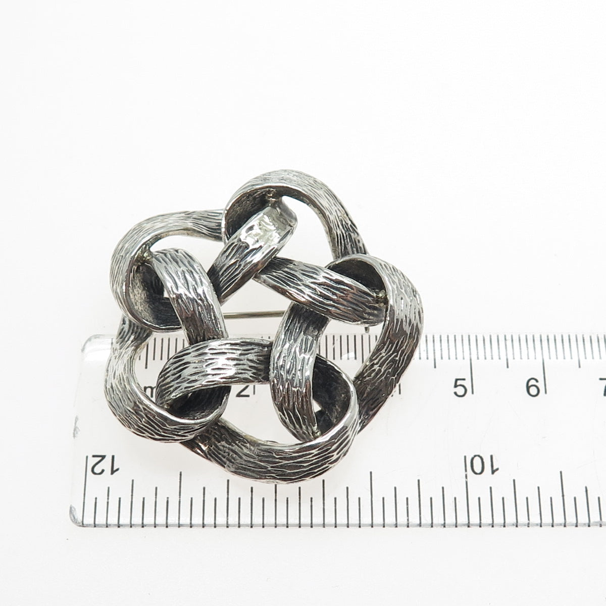 DANECRAFT 925 Sterling Silver Vintage Modernist Floral Oxidized Pin Brooch