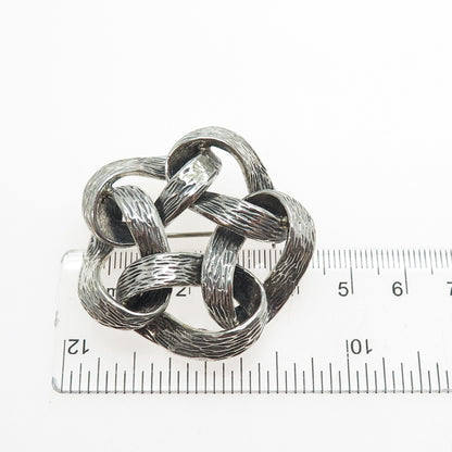 DANECRAFT 925 Sterling Silver Vintage Modernist Floral Oxidized Pin Brooch