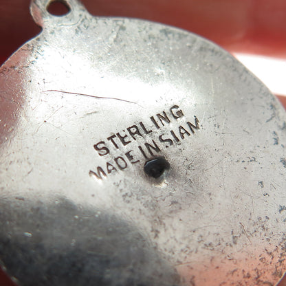 925 Sterling Silver Antique Siam Niello Hindu Goddess Charm Pendant