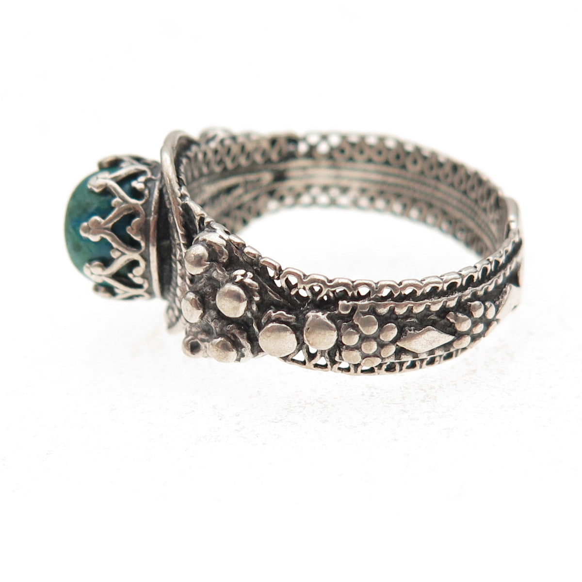 925 Sterling Silver Vintage CP Israel Real Eilat Oxidized Ring Size 7