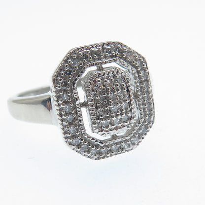 925 Sterling Silver Real Round-Cut Diamond Sparkle Ring Size 8.5