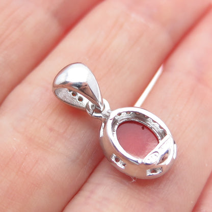 925 Sterling Silver Real Coral & C Z Minimalist Charm Pendant