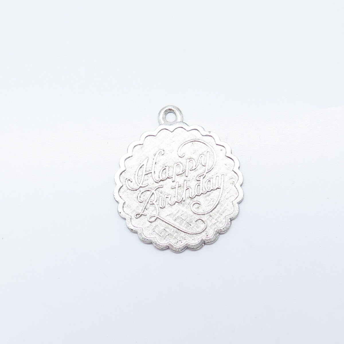 925 Sterling Silver Vintage Lamode "Happy Birthday" Textured Pendant