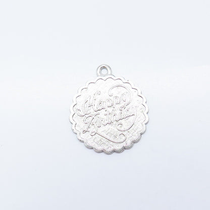 925 Sterling Silver Vintage Lamode "Happy Birthday" Textured Pendant