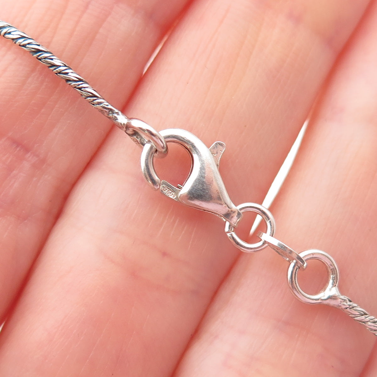 925 Sterling Silver 14K Rose Gold Vintage Modernist Chain Necklace 18"