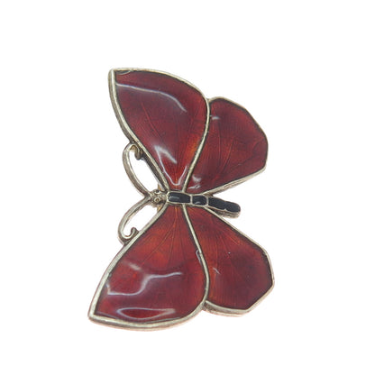 LAGERSTROMS FABRIKS AKTIEBOLAG Sterling Vintage 1969 Enamel Sweden Butterfly Pin