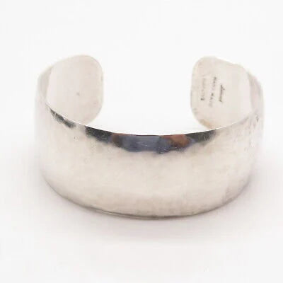 925 Sterling Silver Vintage Schroth Hammered Finish Adjustable Cuff Bracelet 7"