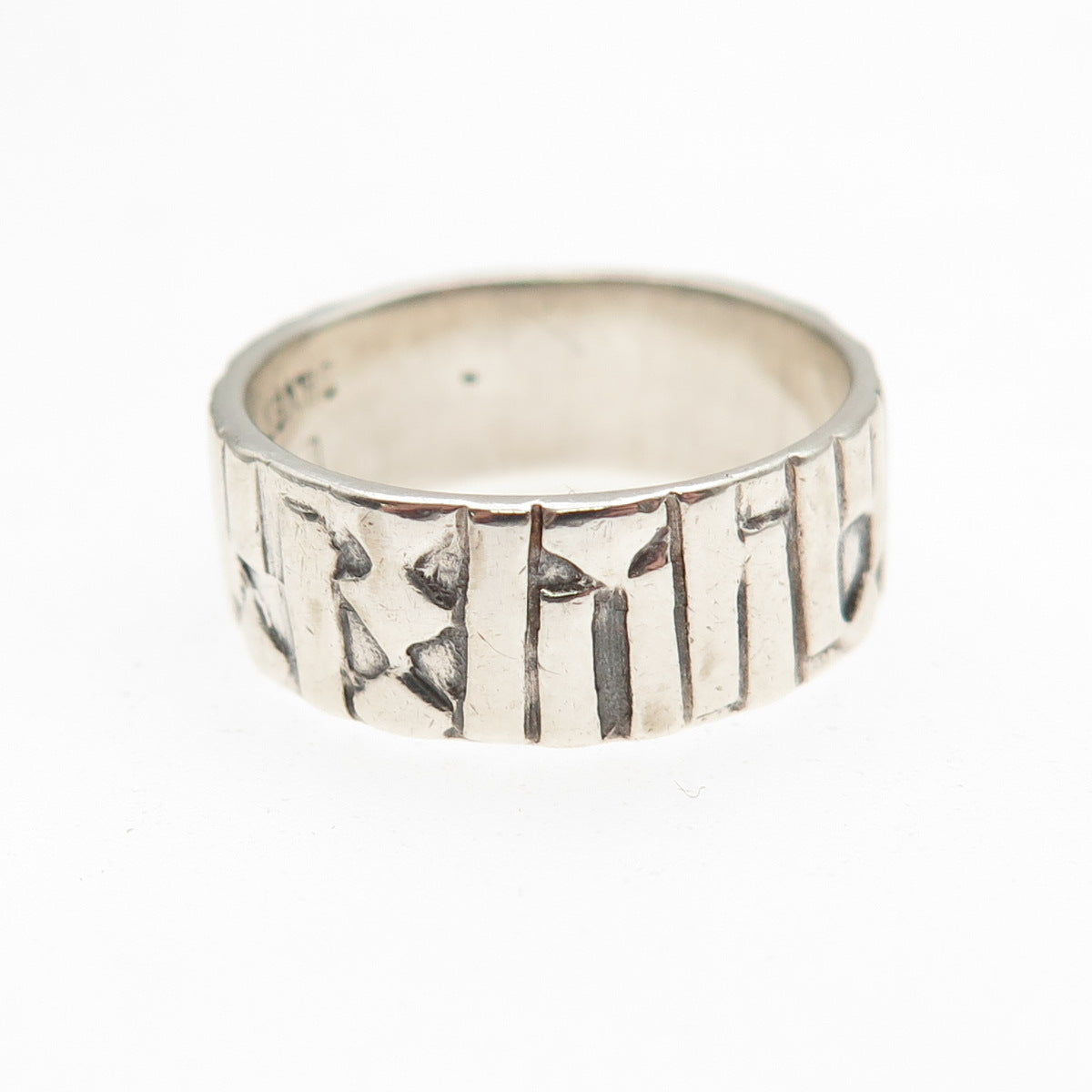 925 Sterling Silver Vintage Modernist Oxidized Band Ring Size 6.75