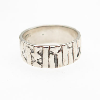 925 Sterling Silver Vintage Modernist Oxidized Band Ring Size 6.75