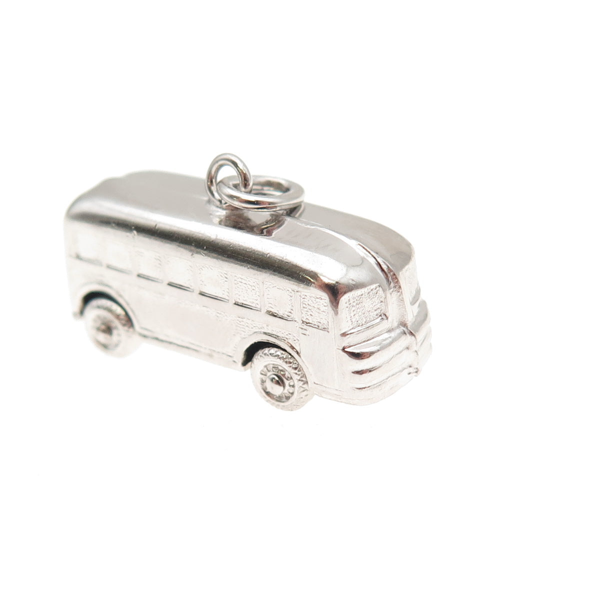 925 Sterling Silver Vintage Volkswagen Bus Movable 3D Mini Charm Pendant
