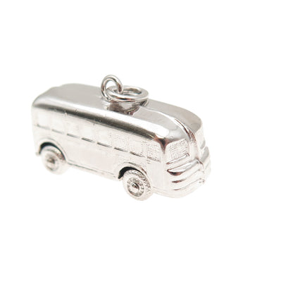 925 Sterling Silver Vintage Volkswagen Bus Movable 3D Mini Charm Pendant