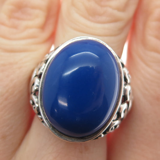 CFJ Collins Fine Jewelry 925 Sterling Silver Vintage Lapis Ornate Ring Size 8.25