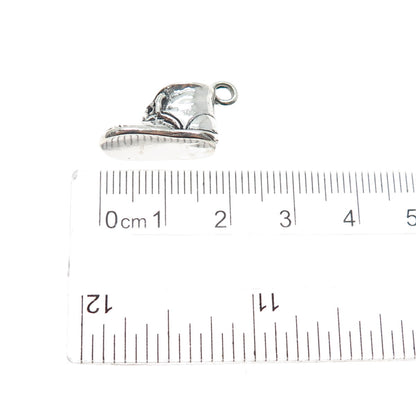 925 Sterling Silver Vintage It's a Boy Baby Shoe Oxidized Mini 3D Charm Pendant