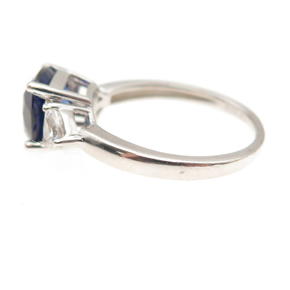Richline Sterling Silver Real White Topaz & Lab-Created Sapphire Ring Size 6.75