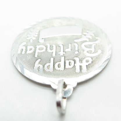 950 Silver Vintage Happy Birthday Round Pendant