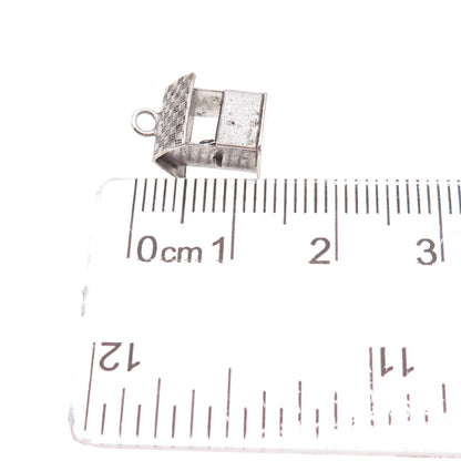 925 Sterling Silver Antique Art Deco Water Well Oxidized 3D Charm Pendant