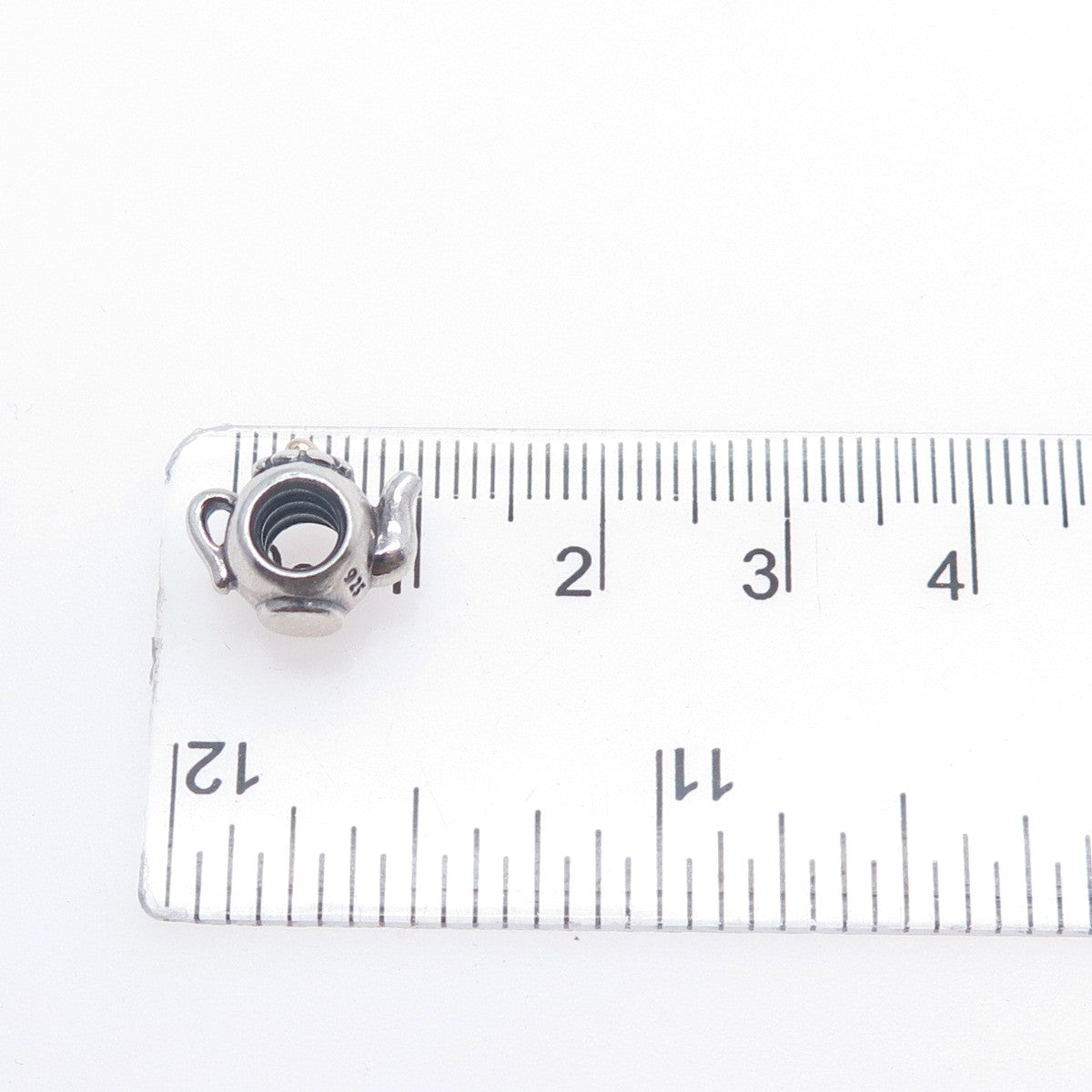 PANDORA 925 Sterling Silver & Gold Teapot Slide Bead Charm