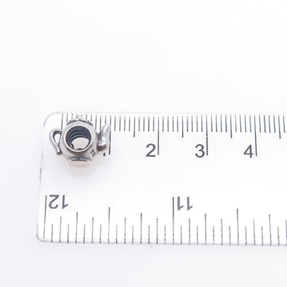 PANDORA 925 Sterling Silver & Gold Teapot Slide Bead Charm
