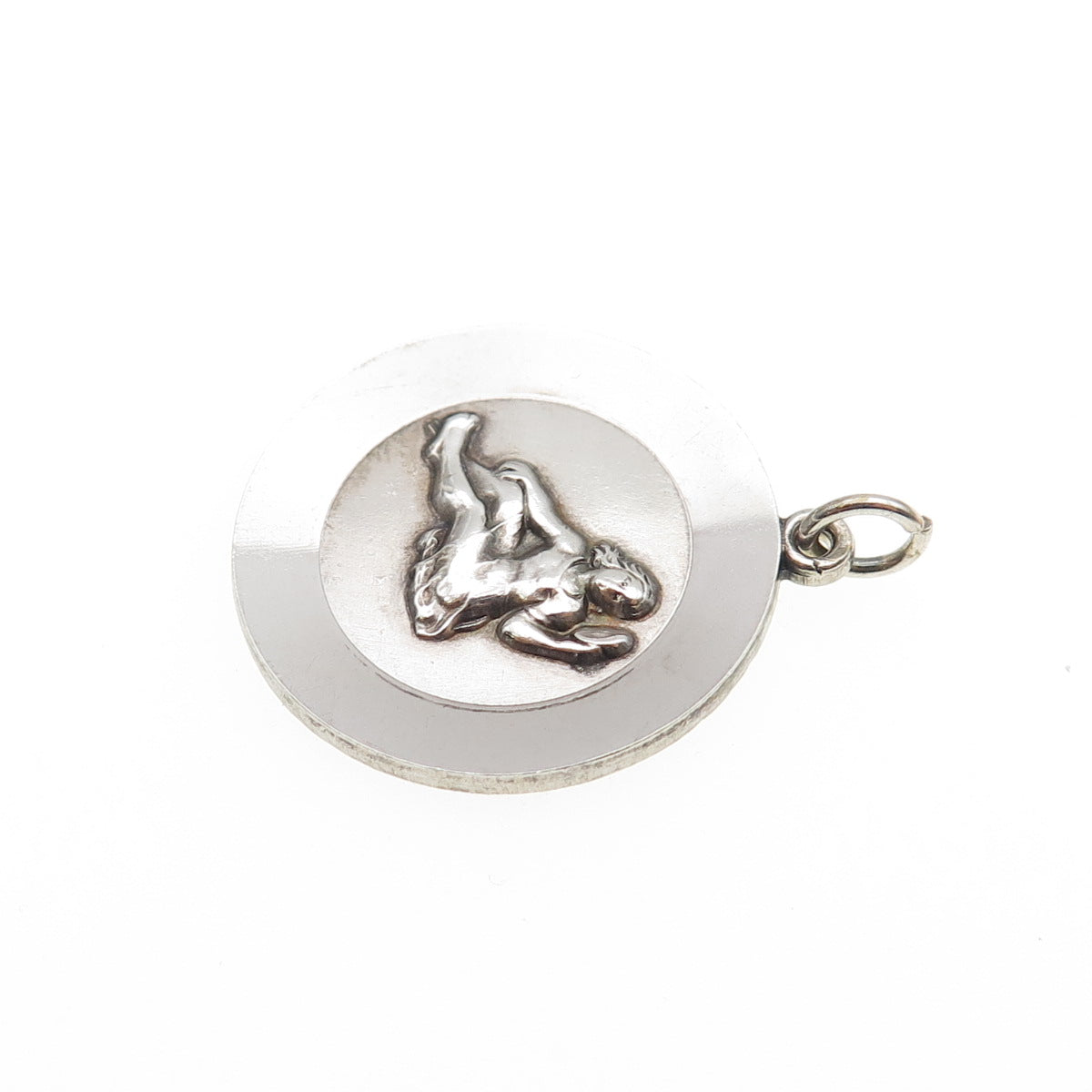 925 Sterling Silver Vintage Virgo Zodiac Sign Oxidized Charm Pendant