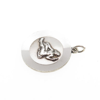 925 Sterling Silver Vintage Virgo Zodiac Sign Oxidized Charm Pendant