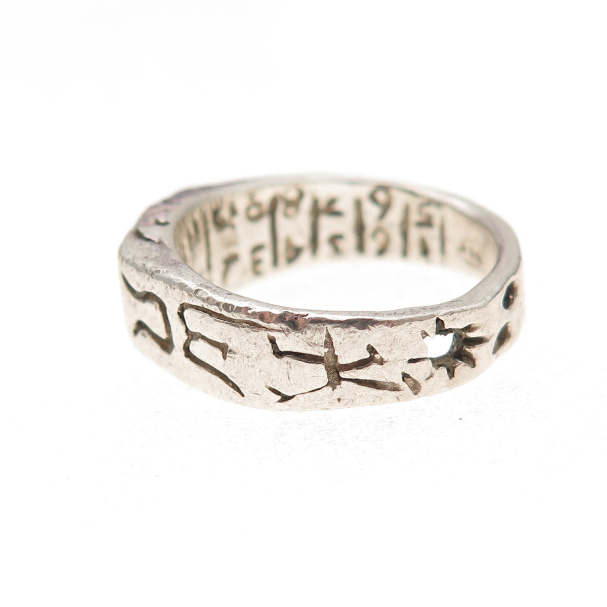 925 Sterling Silver Vintage Carpe Diem Oxidized Ring Size 7.5