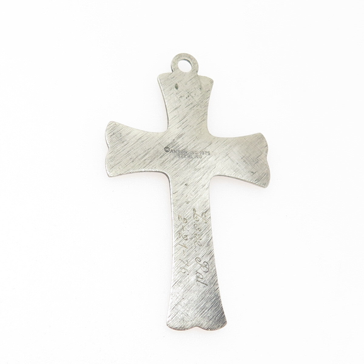 ANSON 925 Sterling Silver Vintage 1975 Cross Religious Pendant