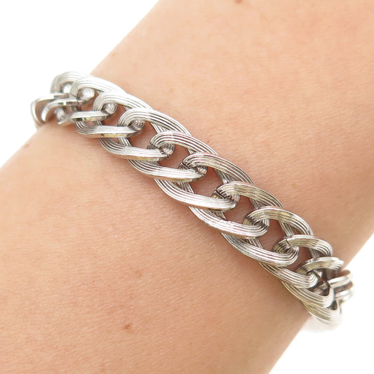 RHYTHM 925 Sterling Silver Antique Art Deco Oxidized Curb Link Bracelet 7"