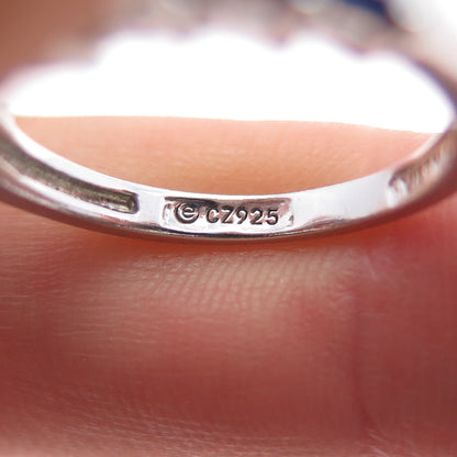 925 Sterling Silver Marquise-Cut Blue C Z Ring Size 7.25