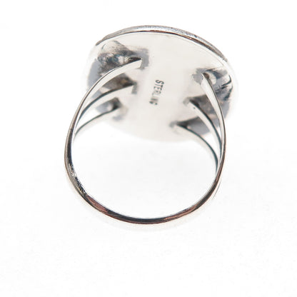 Old Pawn 925 Sterling Silver Vintage Royston Turquoise Tribal Ring Size 5.5