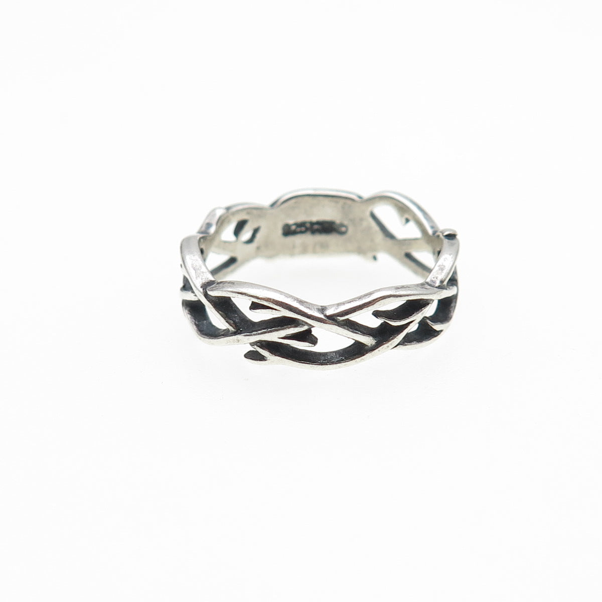 WALDECK 925 Sterling Silver Vintage Woven Wire Oxidized Band Ring Size 6.25