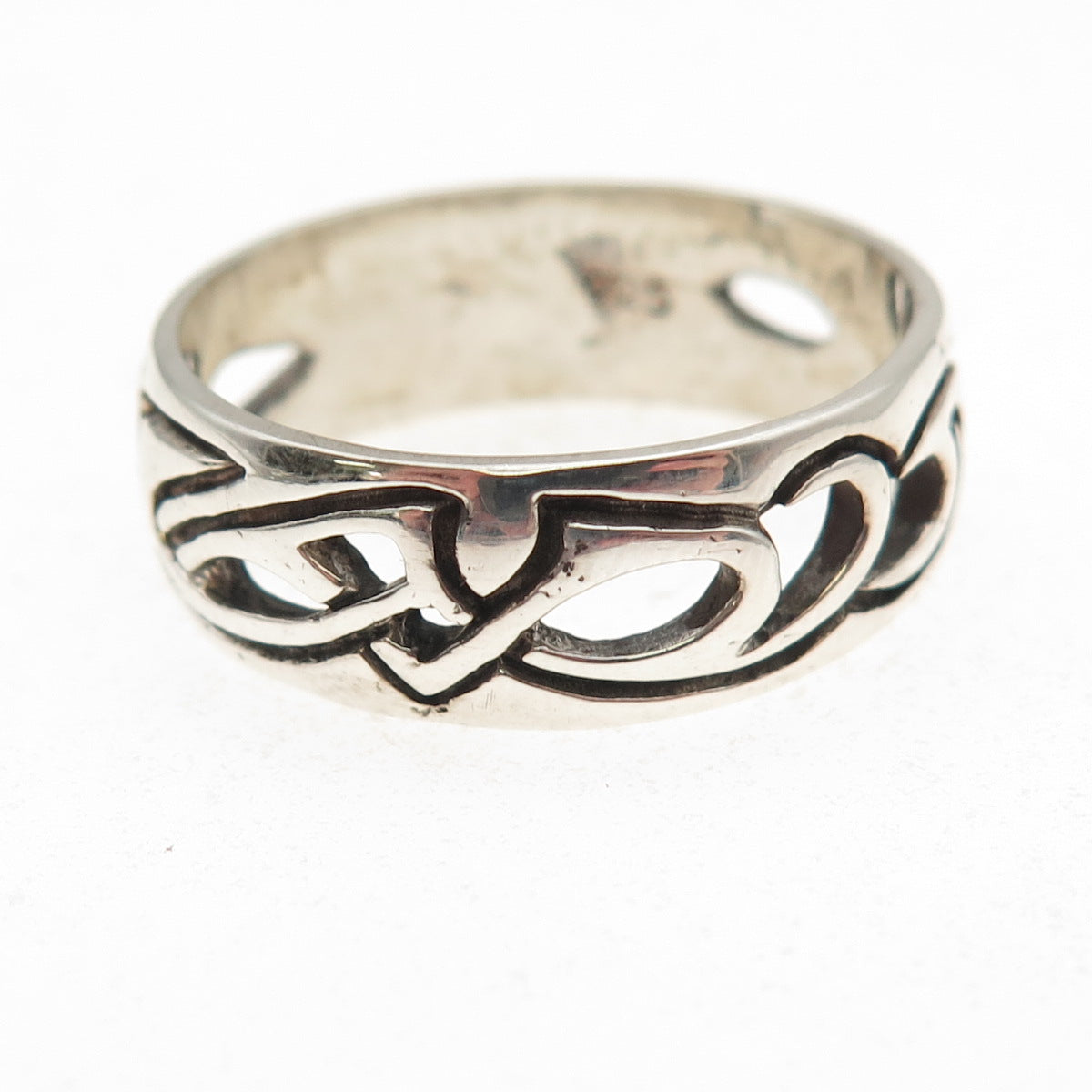 925 Sterling Silver Vintage Celtic Oxidized Band Ring Size 12.25