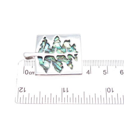 Oak Park Jewelers 925 Sterling Silver Vintage Real Abalone Shell Tree Pendant