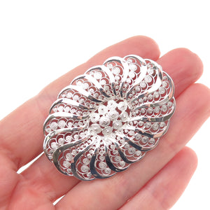925 Sterling Silver Vintage Germany Filigree Floral Pin Brooch