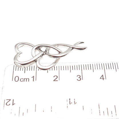 925 Sterling Silver Interlocked Couple Heart Slide Charm Pendant