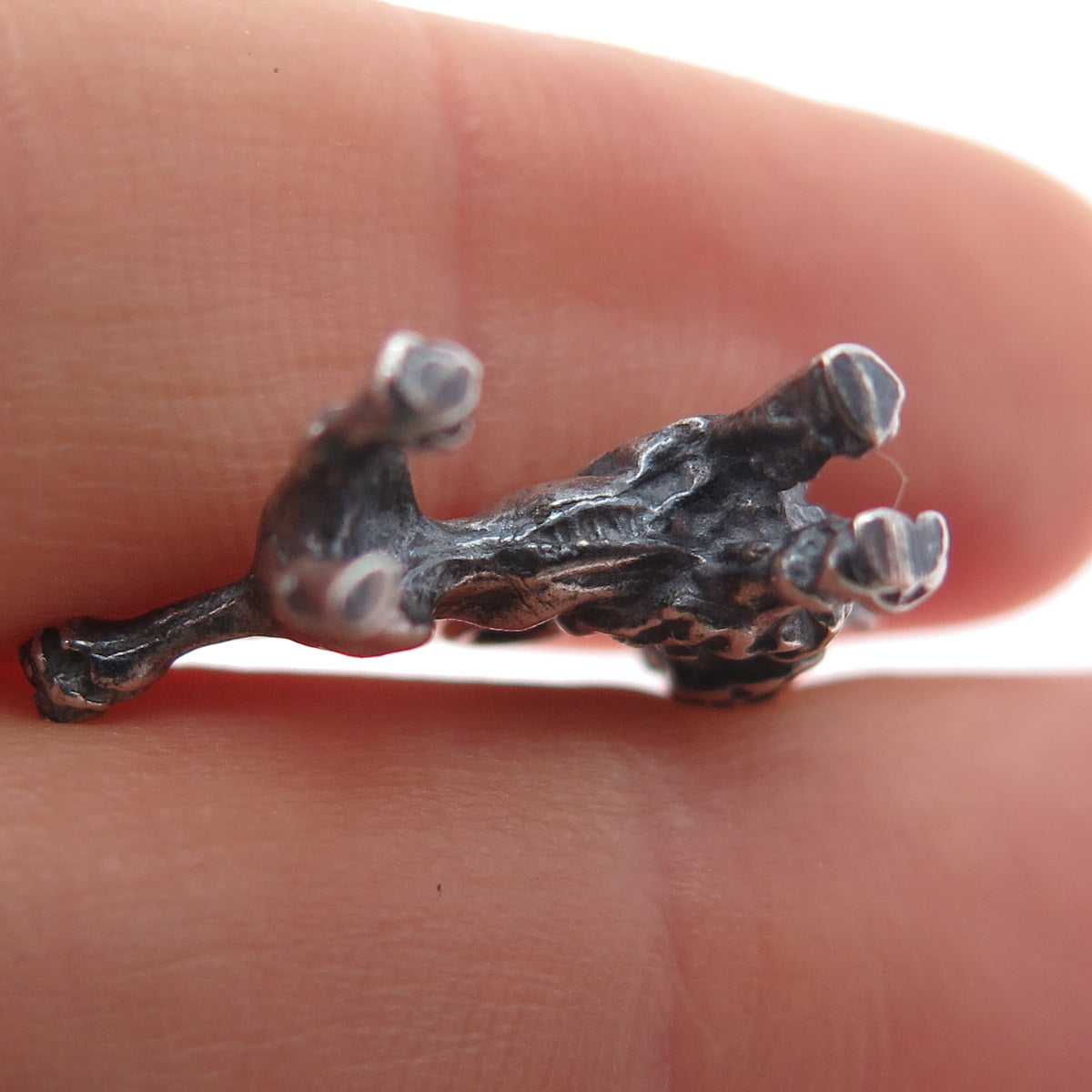 925 Sterling Silver Vintage Poodle Dog Oxidized Mini 3D Charm Pendant