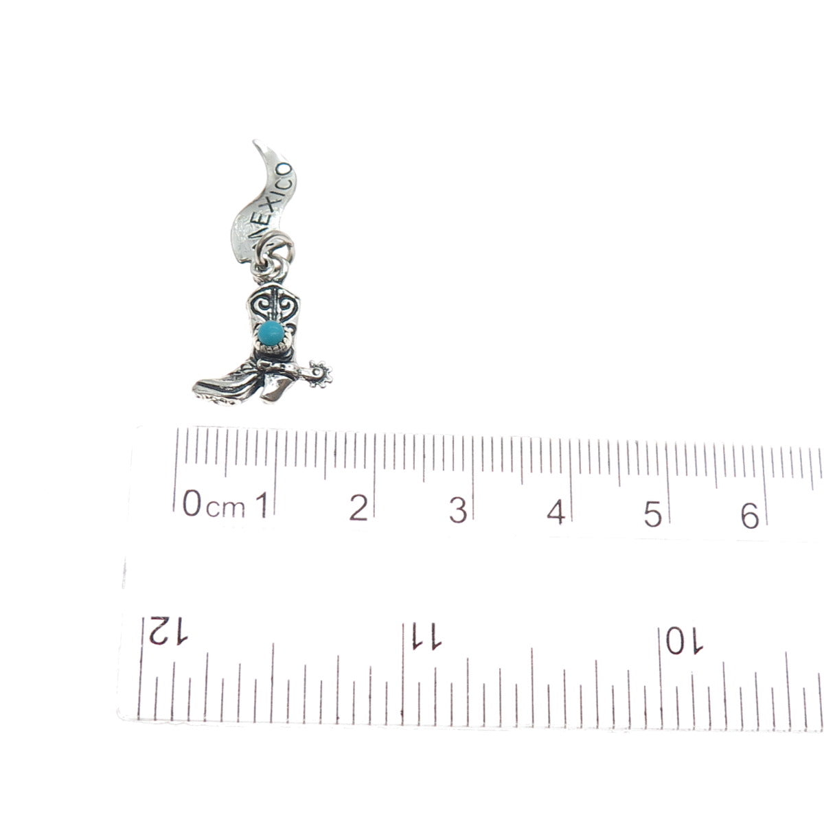 PACIFIC JEWELRY Old Pawn 925 Sterling Turquoise Mexico Cowboy Shoe Mini Pendant